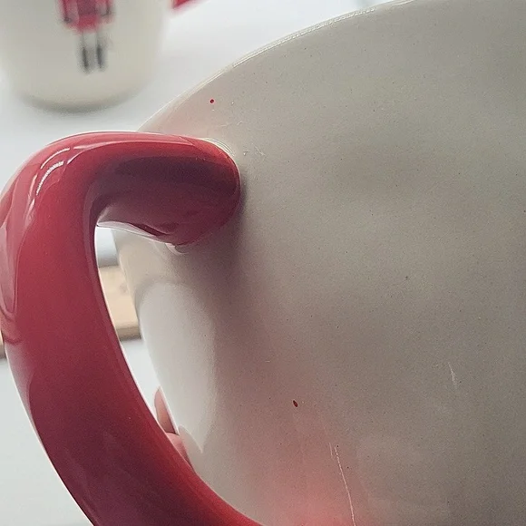 Rae Dunn Red Happy Holiday Nutcracker Mugs x 4 - Picture 7 of 9